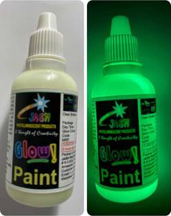 Jash Night Glow Paint Yellow-Green 30gm (Glow water-based acrylic paint) . Our glow paint can be easily applied on multiple surfaces, dries fast, Glow time: 8-12hours.