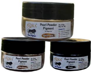 irika Pearl Powder Pigment Pack - 3 Colors: Special Gold, Coffee Brown, Black 20g Each