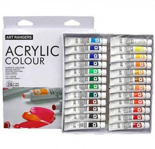 THREADFLUANT Acrylic Paint Tube Set 24 Colors 12ml Perfect for Canvas, Wood, Fabric, Leather