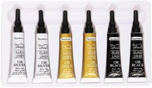KRYTONE 6Tubes Glass Liner Colors 3D Glass Color With Gold, Silver And Black Each 2Pcs