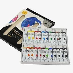 PEACORA Acrylic Paint Tube Set 24 Colors 12ml Perfect for Canvas, Wood, Fabric, Leather