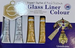 Levin 3D Glass Liner Colors 12ml x 6 Tube Gold Silver And Black Each 2Pcs