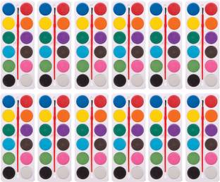 Pvention Return Gift For Kids In Bulk / 12 Shades Watercolor Pallet With Painting Brush