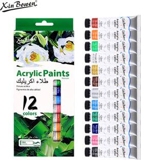 XinBoWen Acrylic Paint Set, Rich Pigments Colors, 12ml Tubes Artist Quality Non Toxic