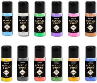 ARTZIA Acrylic Artist Paint Set 12 Pcs For Poster, Water & Acrylic Painting (15ml Each)