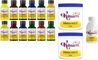 Kitoarts Screen Printing kit and Block Printing Kit With 12 Colours, Binders and Fixer