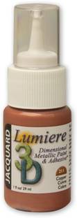 Jacquard Lumiere 3D Dimensional Metallic Fabric Colour -(29.57 ML) Jar - Copper (211)