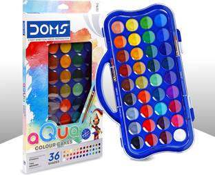 DOMS Non-Toxic 36 Shades 30 mm Water Colour Cakes | Organic Rich Colour Pigments