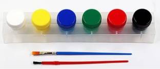 Kreative Kraft 6 Vibrant Watercolor and Tempera Paints Set with 2 Brushes