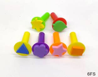 BOLT BEE 6Pc Foam Stamp With Long Plastic Handle (6Fs) (Contain 1 Unit) Painting Sponge Brush