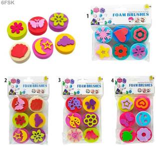 BOLT BEE 6Pc Foam Stamp Kids Design (6Fsk) (Contain 1 Unit) Painting Sponge Brush