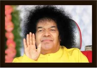 AARTKALA Sri Sathya Sai Baba Blessings Photo Frame Digital Reprint 14 inch x 20 inch Painting