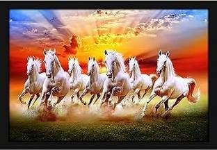 AARTKALA Running Horses Scenery Painting wall panting frame Canvas 12 inch x 18 inch Painting