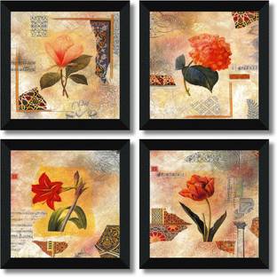 saf SET OF 4 FLORAL Digital Reprint 19 inch x 19 inch Painting