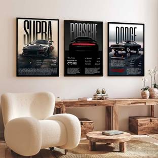 Hothouse Big Toyota Supra Porsche 911GT Cars Framed Posters Gift Items for Boys Room Digital Reprint 13 inch x 10 inch Painting