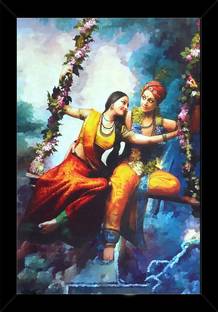 FRIZZY ARTS radha krishna ji | radha krishan ji paintings Digital Reprint 20 inch x 14 inch Painting