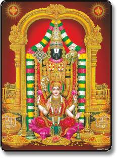 saf Tirupati Balaji UV Textured Multi-Effect Painting Digital Reprint 14 inch x 11 inch Painting