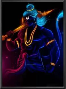 Sanvik Creations Lord Hanuman’s Glowing Art Photo Frame Wall Painting, Hanuman Ji Photo Frame, Digital Reprint 8 inch x 6 inch Painting