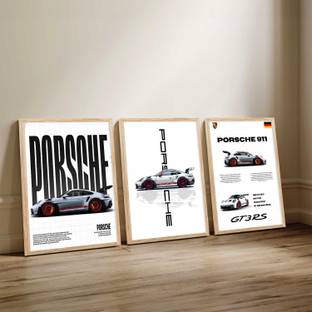 Hothouse Big Porsche Car Framed Posters Gift Items for Boys Room Bedroom Digital Reprint 13 inch x 10 inch Painting