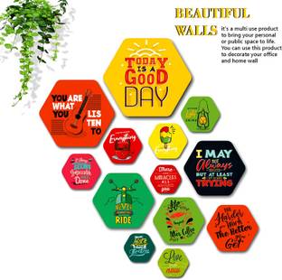 saf 15 cm Hexagon Shape Nature Theme Wall Hanging For Home Decor Self Adhesive Sticker