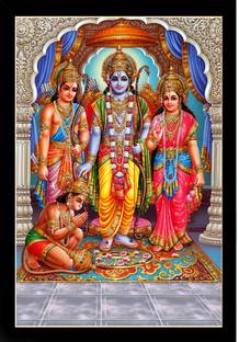Dharvika Innovations Ayodhya Ram Mandir Photo Frame | Ram Darbar Photo Frame Digital Reprint 20 inch x 14 inch Painting