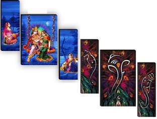 SNDArt Radha Krishna With Lord Ganesha Home Decor 3D Digital Reprint 12 inch x 18 inch Painting