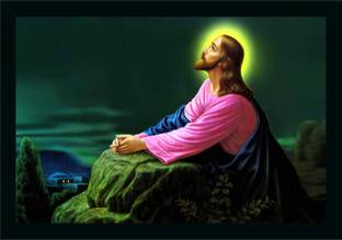 Dharvika Innovations Jesus Christ Photo Frame Home Decorative Gift Item with Synthetic Frame Digital Reprint 20 inch x 14 inch Painting