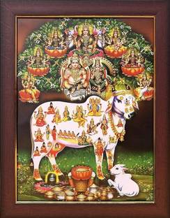 LVY Arts God Sri Gau Matha Kuberan Astha Lakshmi Photo Frame | Kuber Kubera Bhagwan Digital Reprint 8 inch x 6 inch Painting