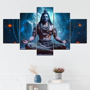 JB Creations Shiv Ji Mahadev Wall Decor Painting For Home Digital Reprint 18 inch x 30 inch Painting