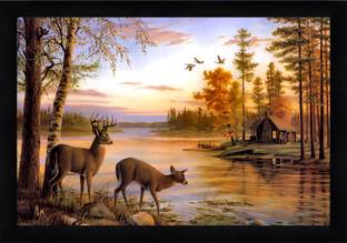 Indianara Modern Framed Art Print for Room Decor Digital Reprint 10 inch x 13 inch Painting