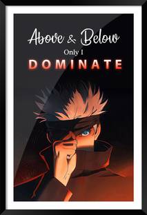 DBrush Gojo Satoru quotes poster with framed original glass jujutsu kaisen anime art Digital Reprint 20 inch x 14 inch Painting