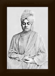 Braj Art Gallery Swami Vivekananda in Meditation B&W Small Photo Frame Digital Reprint 10.5 inch x 7.5 inch Painting