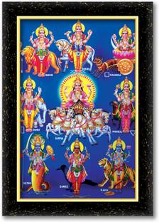 ARAAKA NAVAGRAHA NAU GRAH photo frame (Wood Base and Front Laminated) Acrylic 12 inch x 8 inch Painting