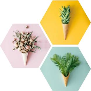 saf MODERN ART HEXAGON UV COATED Digital Reprint 17 inch x 17 inch Painting