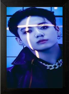 Manas BTS Jungkook Photo Frame For BTS Fans/Room Decor/Gifting/Living Room Watercolor 18 inch x 12 inch Painting