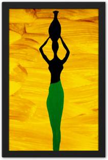 Ritwika's Modern Art Tribal Village Women Multicolored Wall Art Painting Digital Reprint 13.5 inch x 9.5 inch Painting