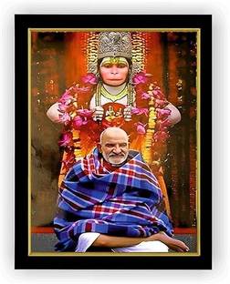 LVY ART Neem Karoli Baba of Kenchi Dham Photo Frame–Hanuman Swaroop for Mandir,Home Digital Reprint 11 inch x 9 inch Painting