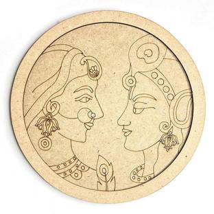 ADIKALA Radha Krishna ji MDF Acrylic 8 inch x 8 inch Painting