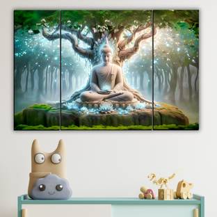 JB Creations Buddha Meditating Under the Tree Painting Digital Reprint 12 inch x 18 inch Painting