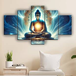 SNDArt Lord Buddha Wall Decoraiton Gift Items For Living Room Pack of 5