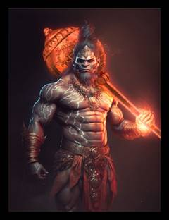MHridayCraft MHC - Hanuman ji 11 Digital Reprint 12 inch x 9 inch Painting