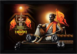 Indianara Chhatrapati Shivaji Maharaj Without Glass Framed Art Print for Room Decor Digital Reprint 14 inch x 20 inch Painting
