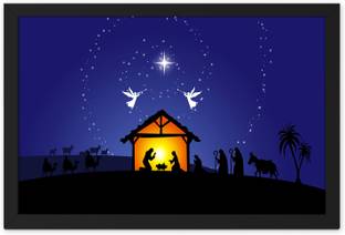 Ritwika's Christmas Nativity Scene Baby Jesus Modern Artwork Painting Digital Reprint 9.5 inch x 13.5 inch Painting