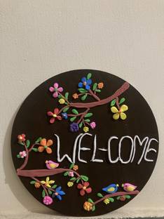 CREATIVECDESIGN Welcome Lippan Art Frame Acrylic 10 inch x 8 inch Painting