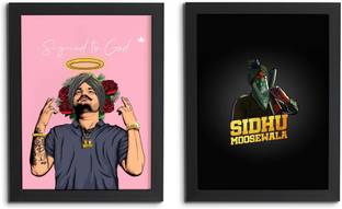 TheKarkhana Artist Sidhu Moosewala Legend Love Pink & Black Laminated (Without Glass) Digital Reprint 12 inch x 8 inch Painting