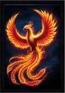 AARTKALA phoenix bird wall panting frame Canvas 12 inch x 18 inch Painting