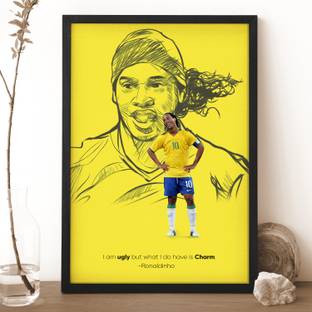 Ritwika's Footballer Ronaldinho Sports Framed Poster Digital Reprint 13.5 inch x 9.5 inch Painting