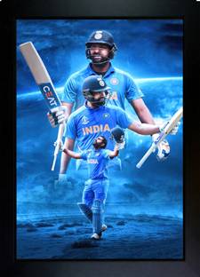 CrowdHall Rohit Sharma Photo Frame | Rohit Sharma Poster Digital Reprint 13.5 inch x 10 inch Painting