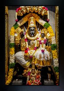 CrowdHall Laxmi narasimha Photo Frame | Lakshmi Narasimha Swamy Digital Reprint 13.5 inch x 10 inch Painting