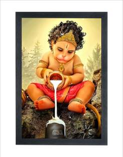 Devatwal Bal Hanuman Photo Frame For Wall Mounted Painting Digital Reprint 10 inch x 14 inch Painting